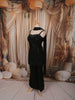 Classic Black Floral Vine Sequins and Thread Embroidered Design Georgette Party Wear Palazzo Suit with Matching Choker Dupatta