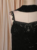 Classic Black Floral Vine Sequins and Thread Embroidered Design Georgette Party Wear Palazzo Suit with Matching Choker Dupatta