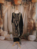 Classic Black Floral Vine Zari Embroidered Design Crepe Silk Party Wear Straight Cut Salwar Suit with Matching Dupatta