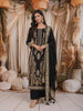 Classic Black Floral Vine Zari Embroidered Design Crepe Silk Party Wear Straight Cut Salwar Suit with Matching Dupatta
