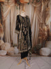 Classic Black Floral Vine Zari Embroidered Design Crepe Silk Party Wear Straight Cut Salwar Suit with Matching Dupatta