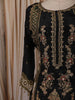 Classic Black Floral Vine Zari Embroidered Design Crepe Silk Party Wear Straight Cut Salwar Suit with Matching Dupatta