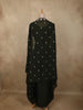 Classic Black Floral Zari Embroidered Design Georgette Indo Western Skirt Top  with Over Coat