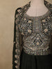 Classic Black Floral Zari Embroidered Design Georgette Indo Western Skirt Top  with Over Coat