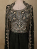 Classic Black Floral Zari Embroidered Design Georgette Indo Western Skirt Top  with Over Coat