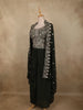 Classic Black Floral Zari Embroidered Design Georgette Indo Western Skirt Top  with Over Coat