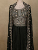 Classic Black Floral Zari Embroidered Design Georgette Indo Western Skirt Top  with Over Coat