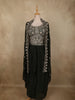 Classic Black Floral Zari Embroidered Design Georgette Indo Western Skirt Top  with Over Coat