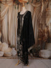 Classic Black Floral Zari Embroidered Design Semi Silk Straight Cut Salwar Suit with Dupatta
