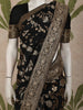 Classic Black Floral Zari Woven Design Pure Banarasi Silk Fancy Saree with Designer Border