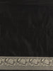 Classic Black Floral Zari Woven Design Pure Banarasi Silk Saree with Zari Border