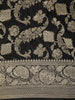 Classic Black Floral Zari Woven Design Pure Banarasi Silk Saree with Zari Border