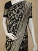 Classic Black Floral Zari Woven Design Pure Banarasi Silk Saree with Zari Border