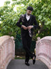 Classic Black Floral and Birds Motif Kartana Beads Embroidered Design Polynosic Wedding Men's Suit with Matching Pant
