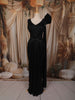 Classic Black Geometric Beads Embroidered Design Chiffon Party Gown with Attached Dupatta