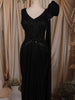 Classic Black Geometric Beads Embroidered Design Chiffon Party Gown with Attached Dupatta