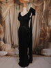 Classic Black Geometric Beads Embroidered Design Chiffon Party Gown with Attached Dupatta