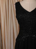 Classic Black Geometric Beads Embroidered Design Chiffon Party Gown with Attached Dupatta