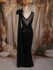 Classic Black Geometric Beads Embroidered Design Chiffon Party Gown with Attached Dupatta