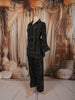 Classic Black Geometric Beads Embroidered Design Satin Party Wear Salwar Suit