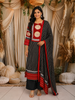 Classic Black Geometric Printed Design Crepe Straight Cut Salwar Suit with Dupatta