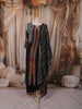 Classic Black Geometric Zig Zag Printed Design Crepe Silk Anarkali Salwar Suit with Matching Dupatta