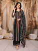 Classic Black Geometric Zig Zag Printed Design Crepe Silk Anarkali Salwar Suit with Matching Dupatta