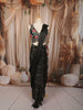 Classic Black Gold Striped Zari Woven Design Chiffon Ready to Wear Party Saree with Designer Blouse