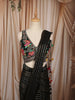 Classic Black Gold Striped Zari Woven Design Chiffon Ready to Wear Party Saree with Designer Blouse
