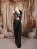 Classic Black Gold Striped Zari Woven Design Chiffon Ready to Wear Party Saree with Designer Blouse