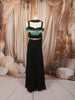 Classic Black Green and Silver Ombre Beads Embroidered Design Georgette Indo Western Palazzo Suit with Matching Choker Dupatta