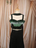 Classic Black Green and Silver Ombre Beads Embroidered Design Georgette Indo Western Palazzo Suit with Matching Choker Dupatta