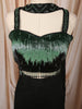 Classic Black Green and Silver Ombre Beads Embroidered Design Georgette Indo Western Palazzo Suit with Matching Choker Dupatta