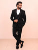 Classic Black Heavy Beads Embellished Design Viscose Men's Wedding Suit