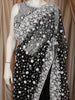 Classic Black Heavy Beads Embroidered Design Net Party Wear Saree with Matching Blouse