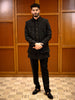 Classic Black Heavy Beads Embroidered Design Viscose Men's Sherwani Suit with Unstitched Pant