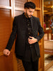 Classic Black Heavy Beads Embroidered Design Viscose Men's Sherwani Suit with Unstitched Pant