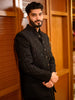 Classic Black Heavy Beads Embroidered Design Viscose Men's Sherwani Suit with Unstitched Pant