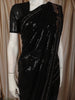 Classic Black Heavy Sequins Embroidered Design Georgette Party Wear Saree with Sequins Border
