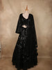 Classic Black Heavy Sequins Embroidered Design Net Lehenga With Net Dupatta