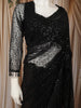 Classic Black Heavy Sequins Embroidered Design Net Party Wear Saree with Matching Blouse