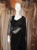 Classic Black Heavy Sequins Embroidered Design Net Party Wear Saree with Matching Blouse
