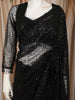 Classic Black Heavy Sequins Embroidered Design Net Party Wear Saree with Matching Blouse