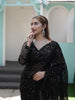 Classic Black Heavy Sequins and Beads Embroidered Design Net Party Wear Saree with Matching Full Sleeve Designer Blouse