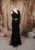 Classic Black Heavy Sequins and Beads Embroidered Design Net Ready to Wear Party Saree with Matching Designer Blouse