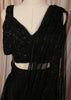 Classic Black Heavy Sequins and Beads Embroidered Design Net Ready to Wear Party Saree with Matching Designer Blouse
