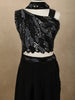 Classic Black Heavy Sequins and Beads Embroidered Design Satin Kids Palazzo Suit with Choker  Dupatta