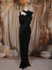 Classic Black Heavy Sequins and Beads Embroidered Design Satin Ready to Wear Draped Saree