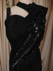 Classic Black Heavy Sequins and Beads Embroidered Design Satin Ready to Wear Draped Saree