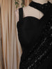 Classic Black Heavy Sequins and Beads Embroidered Design Satin Ready to Wear Draped Saree